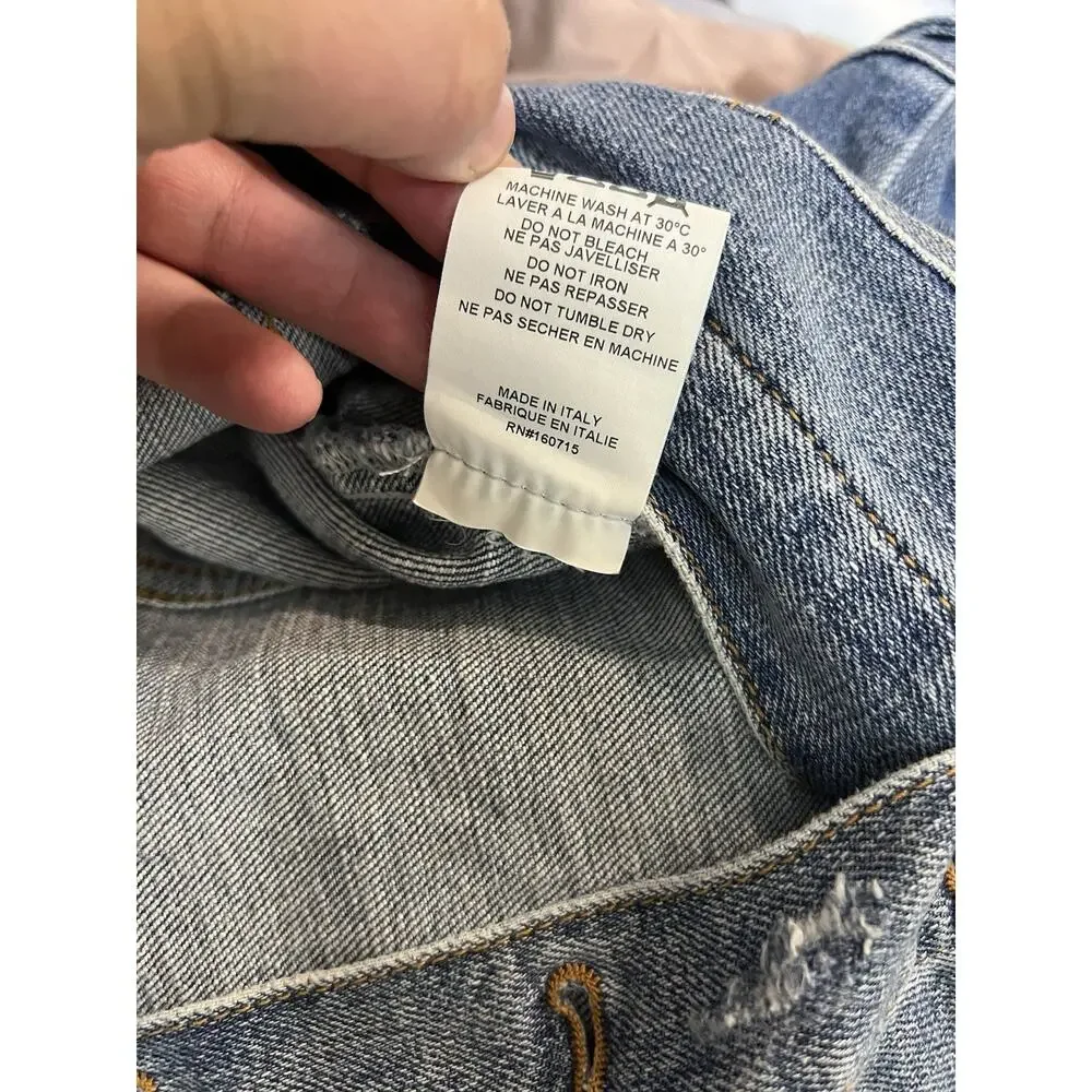 Retrofete Phoebe Blue Denim Romper Puff Sleeve Belted Size XS - Picture 7 of 7